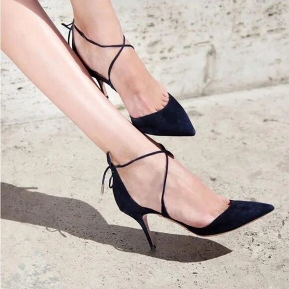 AQUAZZURA Matilde Crisscross Pointed-toe Heels 38